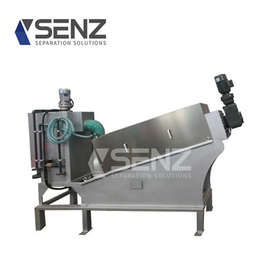 Ruuvipuristinlietteen vedenpoisto